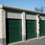 Access Self Storage was constructed using two block colors to add visual interest. Some portions of the building utilze steel headers as seen here, while other areas utilize block for the header as well.