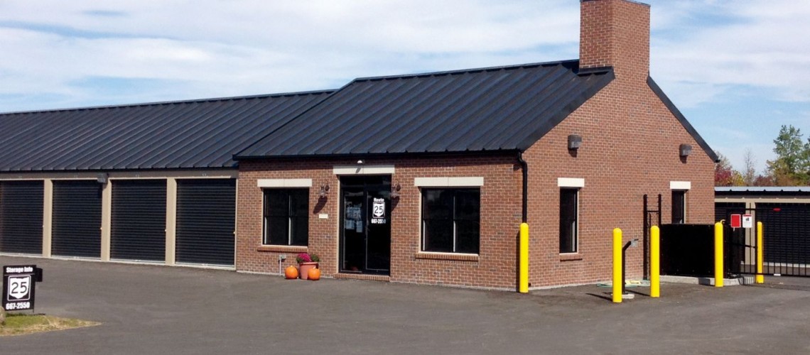Route 25 Self Storage uses the correct configuration of corner posts to protect the gate, keypad and office building. 