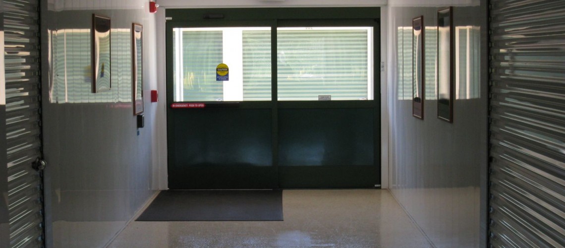 Wide automatic doors provide easy access to interior units.