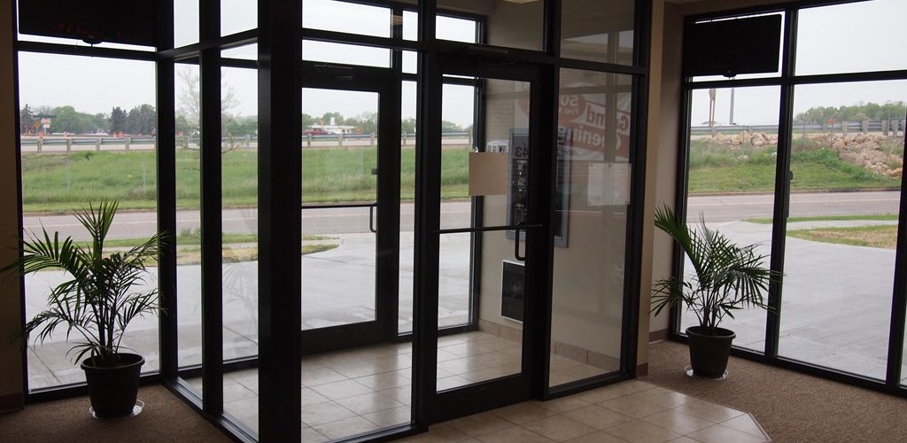 The outer door of the lobby breezeway remains unlocked after hours to provide access to the 24 hour kiosk.
