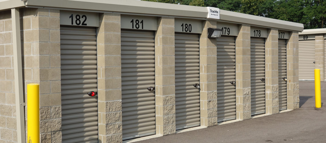 Trachte recommends using an 18-gauge header transom panel in lieu of the industry standard 26-gauge on a block perimeter self-storage building..