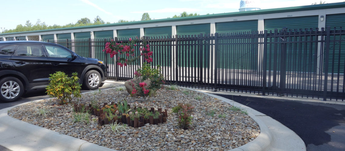 Near the entrance and office, curb and gutter and professional landscaping help create a positive first impression.